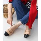 パンプス トゥキャップストラップフラットシューズ「低反発スポンジ入り」