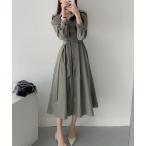 ワンピース ウエストマークAラインロングシャツワンピース