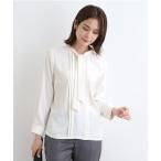 ブラウス シャツ 「洗える」シアーストライプ柄ボウタイブラウス レディース