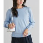 ニット セーター クルーネッククルミボタンボリューム袖ニット レディース