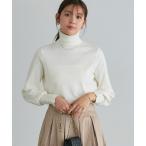 ショッピングタートルネック ニット セーター タートルネッククルミボタン袖ボリュームニット レディース