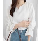 ショッピングハート ブラウス シャツ 「再入荷決定」「裏起毛/静電気防止」キャンディースリーブハートネックブラウス レディース