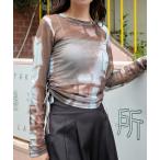 tシャツ インナー付き タイダイ柄ラメチュールシアートップス レディース