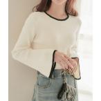 ニット セーター 配色フレアースリーブニット レディース