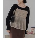 キャミソール ラメプリーツキャミソールトップス