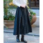 スカート 「ウエストゴム/美シルエット」フロッキードットタックスカート