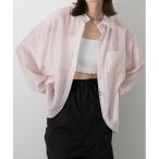 ブラウス シャツ ラインストーン付き シアーシャツ レディース