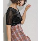 tシャツ シアーベロアルーズネックショートスリーブ レディース