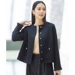 ショッピングツイード ジャケット ノーカラージャケット ブライトリングツイード ジャケット レディース