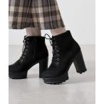 ブーツ LIBERTYDOLL 軽量厚底チャンキーヒール 7ホールレースアップブーツ レディース