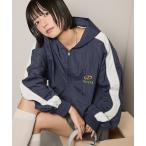 ブルゾン アウター 「Snap club」ロゴ刺繍サイドラインナイロンフードトラックブルゾン レディース メンズ