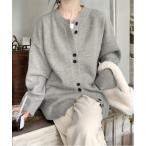 カーディガン カシミアタッチ ダブルボタンデザイン ニットカーディガン レディース