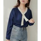 ブラウス シャツ osonoパールリバー釦クロスボータイブラウス レディース