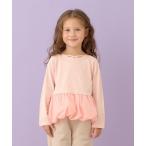 tシャツ 「型崩れしないやわらかコットン」デザインネックバルーンペプラムTシャツ キッズ 子供服 女の子