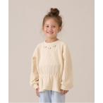 トレーナー 「ふわふワッフル」お花付きペプラムトップス キッズ 子供服 女の子