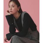 tシャツ 「静電気防止」パールカフス/クルーネックドッキングカットソー レディース