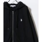 パーカー U.S. POLO ASSN./ユーエスポロアッスン 別注 オーバーサイズ 裏毛 ロゴ ワンポイント刺繍 スウェット ジップアップパーカー/
