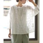 ブラウス シャツ ギャザーカラー 刺繍ブラウス レディース