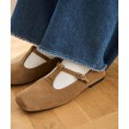 バレエシューズ パンプス フェイクスウェードTストラップシューズ