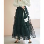 スカート 「3サイズ展開・新型登場！」ドットフロッキーティアードスカート