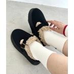 スリッポン ボアムートン厚底シューズ レディース