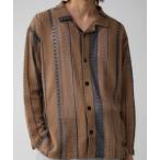 シャツ メッシュ開襟長袖シャツ メ�