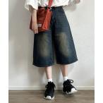 ジーンズ デニム デニムパンツ ヴィンテージデニムワイドハーフパンツ レディース