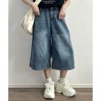 ショッピングハーフパンツ レディース ジーンズ デニム デニムパンツ デニムワイドハーフパンツ レディース
