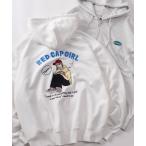 パーカー 「70」「RCG/レッドキャップガール」サテン刺繍 バックプリント 裏毛 ジップパーカー/メンズ/レディース/ユニセックス