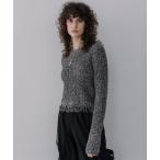 ニット セーター fringe croped knit レディース