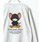 トレーナー スウェット 2024AW Tom and Jerry/トムとジェリー ワンポイント バックサガラ刺繍 プリント 裏起毛 オーバーサイズ ス