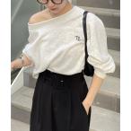 ショッピング刺繍 tシャツ ボートネック刺繍ロゴプルオーバー レディース