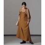 ワンピース スラブツイードバックリボンキャミソールワンピース