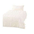 ベッド 寝具 ギャザーリボン 掛け布団カバー セミダブル アイボリー