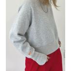 トレーナー スウェット 「6色展開」ロゴ刺繍裏起毛クロップド丈トレーナー レディース