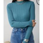 ニット セーター ランダムリブハイネックニットトップス レディース