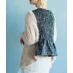 ショッピングピステ カーディガン PISTI「ピステ」シャギーニット×ジャカード ドッキング バックシャーリングカーディガン レディース
