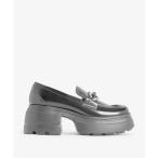 ローファー メタリックアクセント チャンキープラットフォームローファー レディース