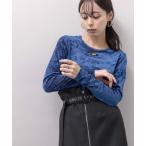 tシャツ ベロアメッシュ プレート付きトップス レディース