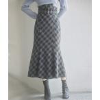 スカート 配色チェック柄ハイウエストスカート