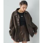 ブルゾン アウター ヴィンテージライクフェイクレザーBIGブルゾン レディース