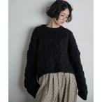 ショッピングケーブル ニット セーター ケーブルクロップドニットプルオーバー レディース