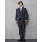  выставить [Super100'S] шерсть 100% из трех частей костюм полоса темно-синий мужской 