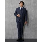  выставить [Super100'S] шерсть 100% из трех частей костюм одноцветный style темно-синий мужской 