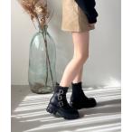 ブーツ ジップデザインベルトバックルブーツ 41417 レディース