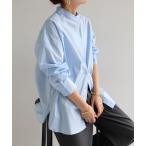 ショッピングバンド ブラウス シャツ イージーケアバンドカラーシャツブラウス レディース