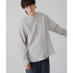 シャツ ウールライクバンドカラールーズシャツ メンズ