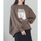 ショッピングバブ トレーナー スウェット シルバープリントスウェットトップス レディース