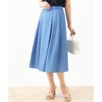 スカート 幾何柄タックフレアースカート/洗える