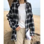ブラウス シャツ かすれチェック柄ゆったりシャツ レディース